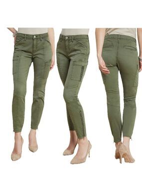 L'Agence Montgomery Brigade Olive green Skinny Cargo Pants zipp ankles 28